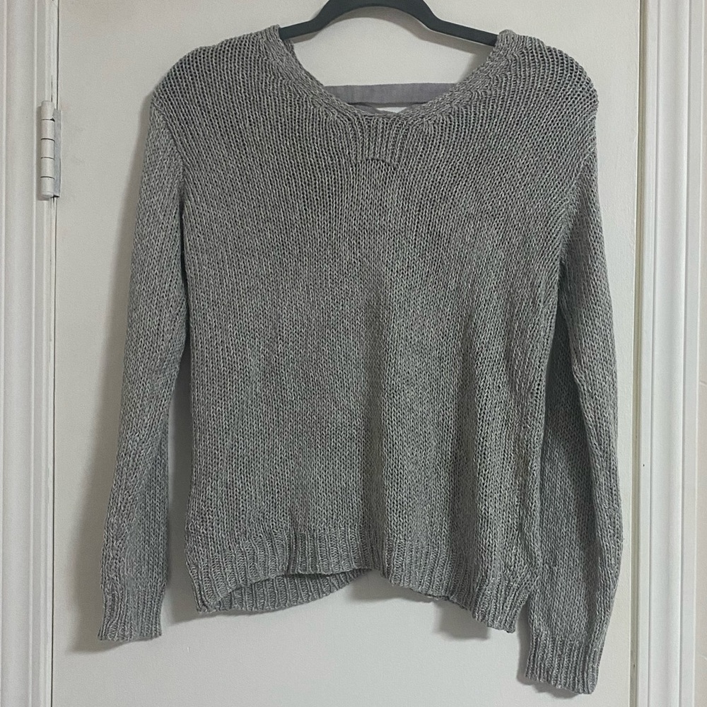 Grey Sweater with Lace Up Back Size XS